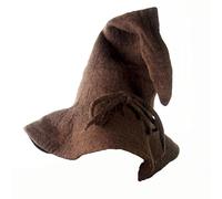 Leonardo Carbone® Unisex Medieval Wizard Hat Merlin - Wizard Costume, Medieval Clothing Headgear, Halloween Costume Women, Wizard Hat Men, LARP, Carnival, Cosplay - 100% Wool Brown