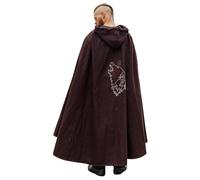 Leonardo Carbone® Unisex Viking Cape Alpha with Geri & Freki - Medieval Clothing Women & Men, Cape Men, Hobbit Costume, LARP Clothing, Viking, Cosplay Men, Halloween, Carnival Brown