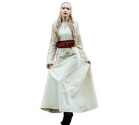 Leonardo Carbone® Valdis Women's Dress V-Neck Design Flowing Hem Carnival Halloween Cosplay LARP Medieval Viking Costume Historical 100% Cotton, natural, XS