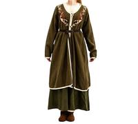 Leonardo Carbone® Viking Birka Skadi Coat Women's Classic Medieval Clothing Winter Jacket Women's Wind Jacket Carnival Costume LARP Clothing Viking Cosplay Women, olive, L