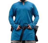 Leonardo Carbone® Viking Linen Tunic Ragnar - Medieval Clothing, Linen Shirt Men, Casual Shirts Long Sleeves, Carnival Costume Men, Viking Tunic, LARP Clothing - 100% Linen Blue, blue, XXL