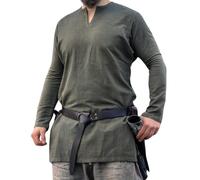 Leonardo Carbone® Viking Linen Tunic Ragnar - Medieval Clothing, Linen Shirt Men, Casual Shirts Long Sleeves, Carnival Costume Men, Viking Tunic, LARP Clothing - 100% Linen, olive green, 4XL