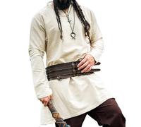 Leonardo Carbone® Viking Linen Tunic Ragnar - Medieval Clothing, Linen Shirt Men, Casual Shirts Long Sleeves, Carnival Costume Men, Viking Tunic, LARP Clothing - 100% Linen Blue, natural, M