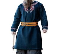 Leonardo Carbone® Viking Tunic, Snorri, Medieval Clothing for Men, Medieval Shirt, Carnival Costume, Viking Tunic, LARP Clothing, 100% Cotton with Urnes Embroidery, black/red, 3XL