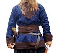 Leonardo Carbone® Viking Tunic Wool Roland - Medieval Clothing Men's Medieval Shirt, Casual Shirts Long Sleeves, Carnival Costume Men, Viking Tunic, LARP Clothing, darkblue, XXL