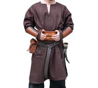 Leonardo Carbone® Viking Wool Tunic Olvisson - Medieval Clothing Men's Medieval Shirt, Casual Shirts Long Sleeves, Carnival Costume Men, Viking Tunic, LARP Clothing, brown, XL