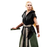 Leonardo Carbone® Waldläufer Tunic Aldon Unisex - Medieval Clothing Men & Women, Medieval Shirt, Casual Shirts Short Sleeve, Carnival Costume, LARP Clothing - 100% Cotton, black, M