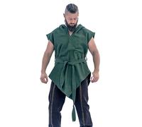 Leonardo Carbone® Waldläufer Tunic Aldon Unisex - Medieval Clothing Men & Women, Medieval Shirt, Casual Shirts Short Sleeve, Carnival Costume, LARP Clothing - 100% Cotton, Green, M