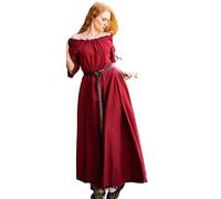 Leonardo Carbone® Women's Melisande Dress, Adjustable Details, Flowing Design, Carnival, Halloween, Cosplay, LARP, Medieval, Viking, Costume, 100% Cotton, red, XXL