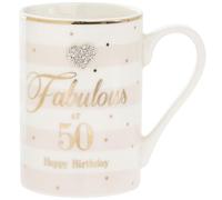 LEONARDO Ceramic 50th Birthday Mug | Stripes and Mad Dots | 1 Piece - 7x7x11 cm