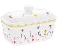 The Leonardo Collection Jennifer Rose Gallery Busy Bees Butter Dish with Lid | Decorative Ceramic Butter Keeper for Kitchen Use | Charming Bee-Themed Dish for Dining Table Or Gift Giving
