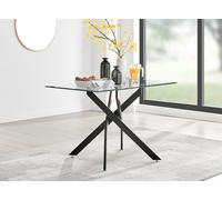 FurnitureboxUK Leonardo 120cm 4-Seater Glass & Chrome Metal Starburst Dining Table in Black FurnitureboxUK Black