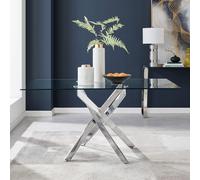 FurnitureboxUK Leonardo 150cm 6-Seater Glass & Chrome Metal Starburst Dining Table in Silver FurnitureboxUK Silver
