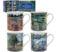 Leonardo Collection Claude Monet Fine China Mugs Set of 4 | Gift Boxed 300ml