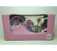 Leonardo Collection Mackintosh Fine China Mug and Coaster Set, Stained Glass Design
