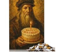 Leonardo Da Vinci Birthday Puzzles 500 Pieces Wooden Puzzles Wood Puzzle Jigsaws For Adults Teenagers Teenager Man Woman Gift 500pcs (52x38cm)