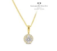 Leonardo Da Vinci Cut 9ct Yellow Gold 0.40ct Diamond Halo Pendant