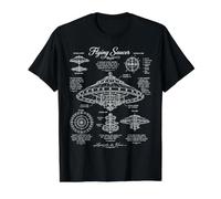 Leonardo Da Vinci Flying Saucer UFO Blueprint Sketch Value Graphic T-Shirt, Men, Black, S