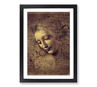 Leonardo Da Vinci La Scapigliata Framed Wall Art Print A2 Black