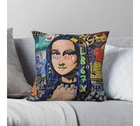 Leonardo Da Vinci Mona Lisa Square Pillowcase Polyester Linen Velvet Pattern Zip Decor Home Cushion Cover