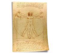 Leonardo da Vinci Poster: Vitruvian Man, Unframed Art Print, Mural - A4, A3, A2, A1, A0, XXL - Living Room, Bedroom, Kitchen, Decoration