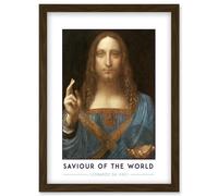 Leonardo Da Vinci Saviour Of The World Salvator Mundi Painting Artwork Framed Wall Art Print A4 Artery8 Brown One Size