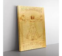 Leonardo Da Vinci The Vitruvian Man Vitruviano Classic Painting Canvas Wall Art Print Ready to Hang, Framed Picture for Living Room Bedroom Home Office Décor, 60x40 cm (24x16 Inch)