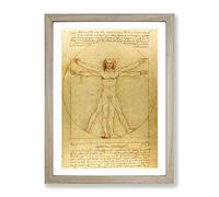 Leonardo Da Vinci The Vitruvian Man Vitruviano Classic Painting Framed Wall Art Print, Ready to Hang Picture for Living Room Bedroom Home Office Décor, Oak A3 (34 x 46 cm)