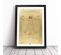 Leonardo Da Vinci The Vitruvian Man Vitruviano Framed Print Black A2