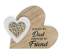 LEONARDO Double Heart Laser Cut Wooden Mini Plaque - Dad