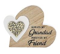 LEONARDO Double Heart Laser Cut Wooden Mini Plaque - Grandad