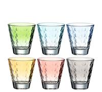 LEONARDO HOME Optic 025906 Drinking Glasses 215 ml Assorted Pack of 6 Pastel Glass Multi-Coloured