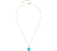 Leonardo Jewels Ciao Evi 023798 Medium Length Chain in Gold-Coloured Stainless Steel Mirror Anchor Chain with Mini Beads, Azure Blue Glass Stone Pendant, 50-55 cm Length, Women's Jewellery, 50 cm,