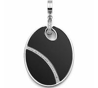 Leonardo Jewels Cloela Clip & Mix 023260 Pendant Stainless Steel Black Necklace Pendant with Onyx and Zirconia Suitable for Engraving Jewellery Gift, 5.4, Stainless Steel, No Gemstone