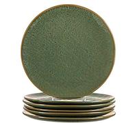 Leonardo Matera 018542 Ceramic Plates Set of 6 Dishwasher Safe Dinner Plates with Glaze 6 Round Stoneware Plates Diameter 27 cm Green