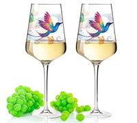Leonardo Puccini Wine Glass with UV Print - Hummingbird Design - Gift for Wine Lovers for Barbecue Summer Party - A Summer Gift for Him and Her for Wine Cocktail Aperitif Sangria