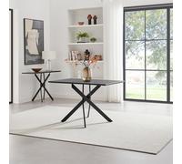Leonardo Rectangular Black Wood and Metal 4 Seater Dining Table FurnitureboxUK Black One Size