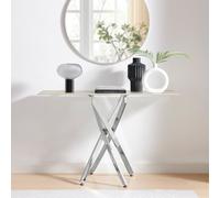 Leonardo Rectangular Marble Effect Glass Top Console Table With Silver Metal Starburst Legs FurnitureboxUK White One Size