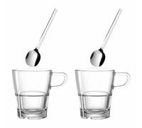 Leonardo Senso Coffee Cup Set with Spoon, 4 piece 2 Coffee Mug Stackable 2 Spoon