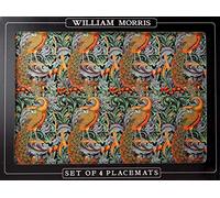 LEONARDO Set of 4 William Morris Peacock Tapestry Cork Backed Place Mats Table Mats