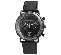 Leonardo Verrelli 2900207 Men's Watch Chronograph Imitation Leather Strap Date Display Analogue Quartz, black, Strap.