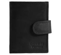 LEONARDO VERRELLI Black Genuine Leather Vintage Style Wallet with Pop Up Card Holder RFID Protection Snap Closure 10x8x2.5cm, black, 11 x 8 x 1.6 cm, Contemporary