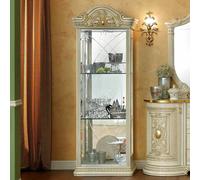 Leonardo Vitrine - 1 Door - Ivory Gloss and Gold