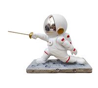 LEONARK Fencing Astronaut Statue Spaceman Figurine - Souvenir Present Collection Gift for Fencers - Poly-resin Art Decoration Home Decor Ornament (Attack)