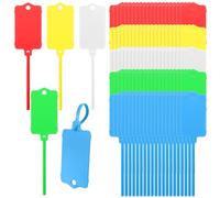 LeonBach 100 PCS Plastic Shipping Tags, 1.46" x 2.48", Waterproof, Writable, Hanging Tags with Sealing Strap, Ideal for Logistics, Inventory, Retail