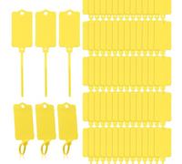 LeonBach 100 PCS Plastic Shipping Tags, 1.46" x 2.48", Waterproof, Writable, Reusable, Yellow
