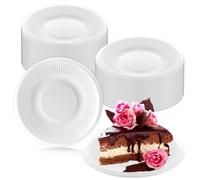 LeonBach 200 Pack 5 Inch Small Paper Plates,Bulk Disposable Plates Sugarcane Bagasse Fiber White Round Paper Cake Plate Mini Dessert Appetizer Plate for Party Snack,Cat Feeding