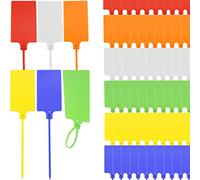 LeonBach 60 PCS Plastic Shipping Tags - Large Waterproof Self Locking Seal Tags with Zip Tie, Mixed 6 Colors (2.3" x 9.8")