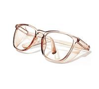 LeonDesigns Safety Goggles Anti-Fog Tactical glasses with Side Shields Clear Safety glasses with Anti-Scratch UV400 protection Lens Goggles Inside Eyeglasses (Square Coffee)