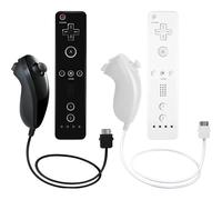 LeonDesigns Wii Remote Controller und Nunchuck Controller für Wii U, inkl. Silikonhülle und Handschlaufe (weiß-schwarz)